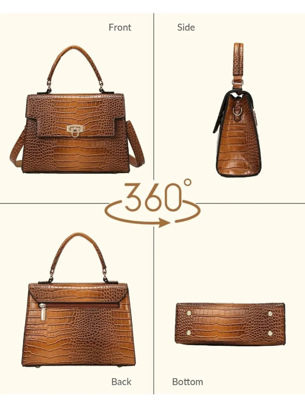 Stylish 3-Piece Top Handle Purse Set for Women - PU Leather Satchel & Crossbody